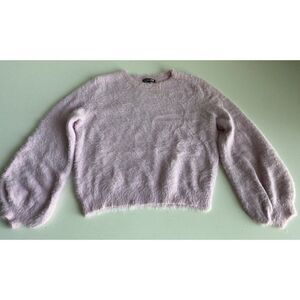 Fashion Nova Fuzzy Pink Long Sleeve Pullover Sweater Top Women’s Sz S